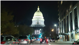 Madison capitol building at night